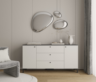 Комод Тренд СБ-3443 3 ящика, 2 двери Диамант серый/Белла Серый Перламутровый