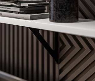 Твин СБ-3387 Полка Белая 157 см с черным менсолодержателем