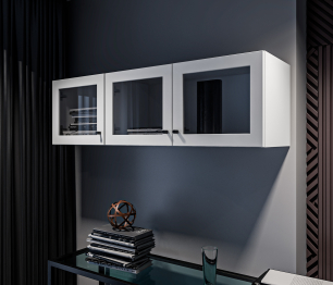 Твин СБ-3385 Полка Белая с фасадами со стеклом