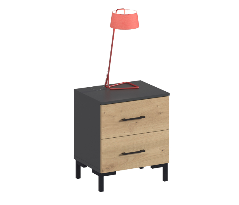 Прикроватные тумбы, Тренд СБ-3459 Тумба Диамант серый/ЛДСП Лофт Дуб дикий