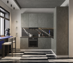 Кухонный гарнитур Регина Белый/МДФ Бетон серый 2,5х2 м