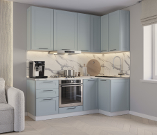 Кухонные гарнитуры, Кухонный гарнитур Регина Белый/МДФ Modern Серый 2,1х1 м