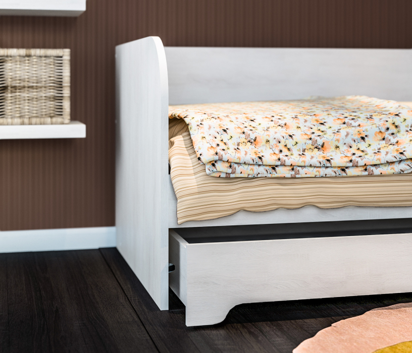 Кровати 90 см, Кровать Прованс СБ-2887/1 дуб сонома/белый с матрасом Эко4 90х200