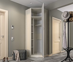 Шкаф угловой Гранд / Ливерпуль СБ-3507 Дуб Приморский Белый/МДФ Классика Светлый