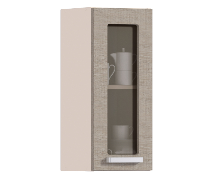 , Полка с витриной Регина Песочный Дуб Сантана Светлый  300