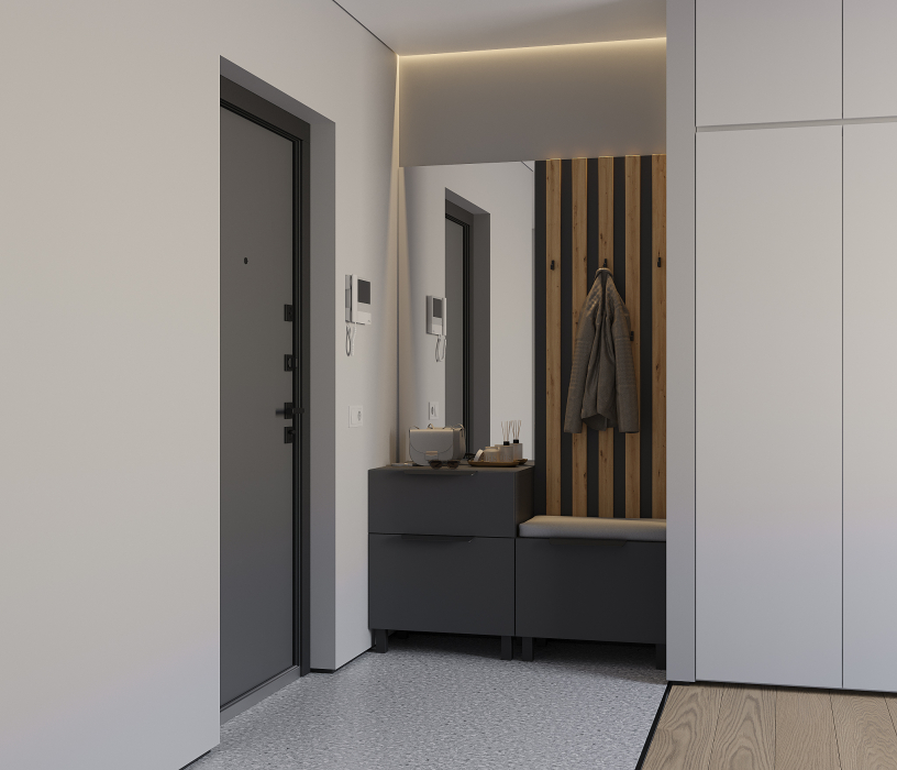Прихожие, Прихожая Тренд с рейками Диамант серый