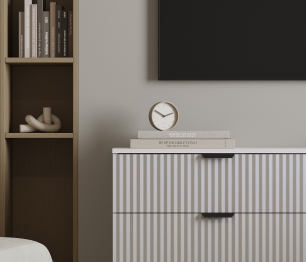 Комод Тренд СБ-3442 6 ящиков Белый Альпийский/МДФ Джаз Серый