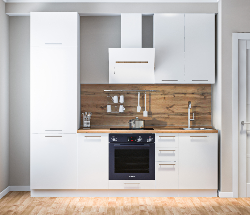 Кухонные гарнитуры, Кухонный гарнитур Регина Белый/Анна МДФ Белый глянец 2,4 м