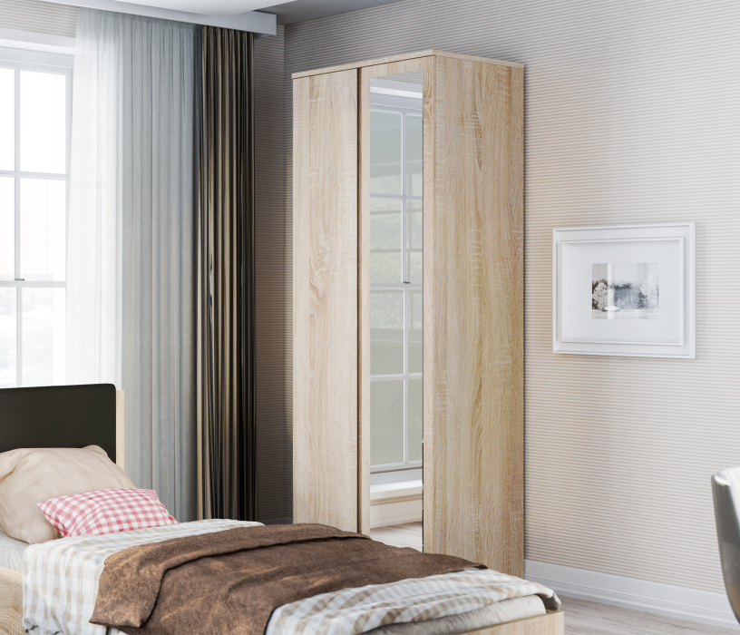 Для одежды, Шкаф 2-х дверный с зеркалом Веста СБ-2259