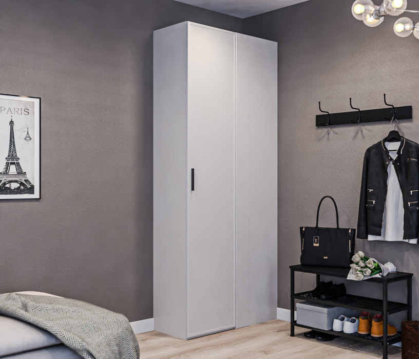 Шкафы распашные, Шкаф приставной Милан СБ-3258 Серый/МДФ Светло серый