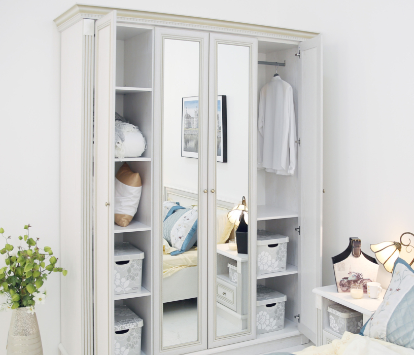 Для одежды, Шкаф 4-х дверный с зеркалами Версаль СБ-2051