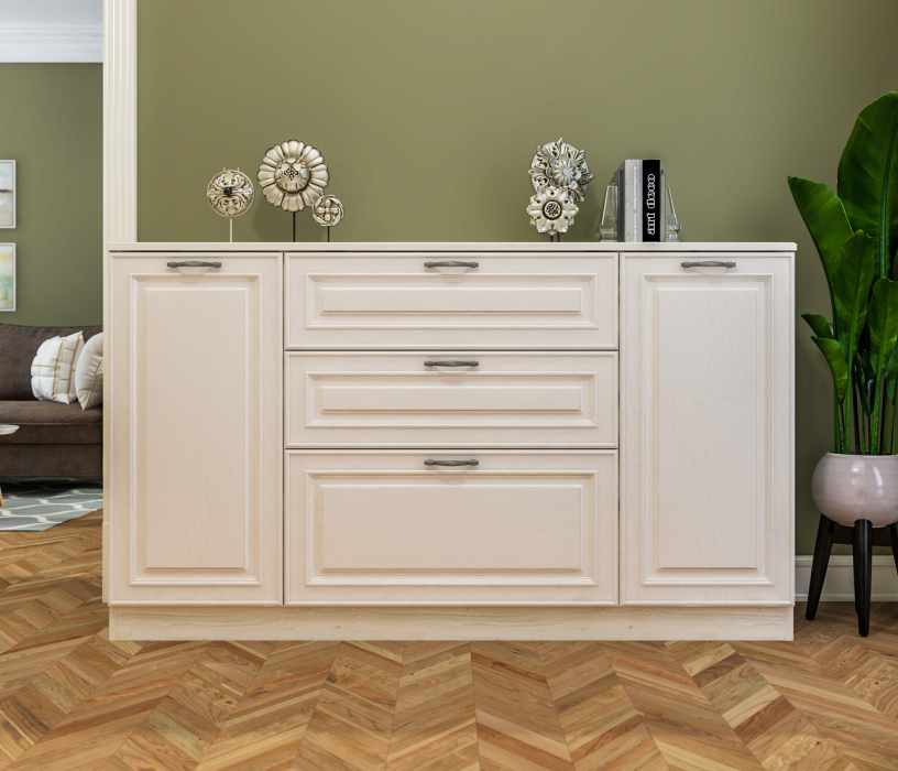 Комоды, Комод Гранд / Ливерпуль СБ-3526 Дуб Приморский Белый/МДФ Классика Светлый