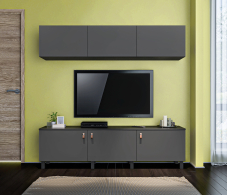 Стенки для гостиной, Гостиная (стенка) Тренд на ножках Диамант серый / ЛДСП Диамант серый