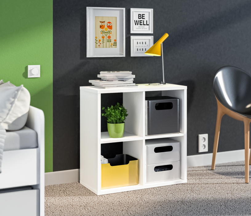 Стеллажи, Комплект Кито (стол и стеллаж), белый