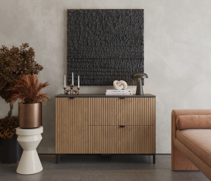 Комод Тренд СБ-3447 2 ящика, 1 дверь Диамант серый/МДФ Джаз Акация светлая