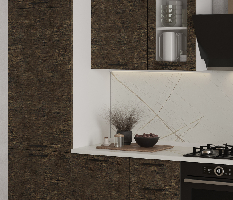 Кухонные гарнитуры, Кухонный гарнитур Регина Белый/МДФ Акация темная 3,3 м