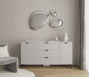 Комод Тренд СБ-3443 3 ящика, 2 двери Белый/МДФ Джаз Серый