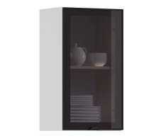 Навесные, Регина РП-40 Полка Белый/Витрина алюминий Черный матовый/стекло Бронза