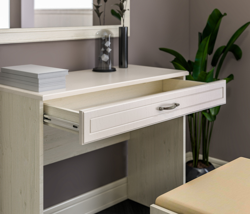 Туалетные столики, Стол туалетный Гранд / Ливерпуль СБ-3527 Дуб Приморский Белый/МДФ Классика Светлый