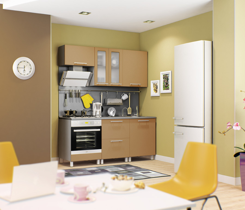 Лидеры продаж модульных кухонь, Анна 1800 Алюминий/Капучино глянец