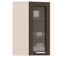 , Полка угловая с витриной Регина 926 Песочный Дуб Сантана Темный