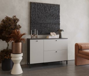 Комод Тренд СБ-3447 2 ящика, 1 дверь Диамант серый/Серый Перламутровый