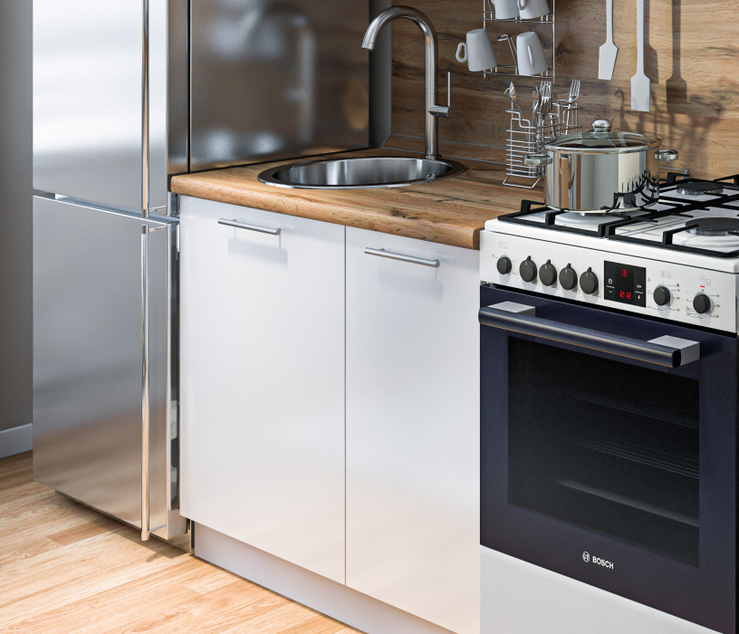 Кухонные гарнитуры, Кухонный гарнитур Регина Белый/Анна МДФ Белый глянец 1 м