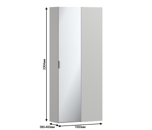 Шкаф приставной Милан СБ-3258 Серый с зеркальным фасадом