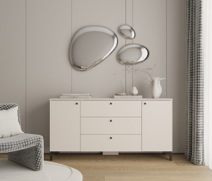 Комод Тренд СБ-3443 3 ящика, 2 двери Кашемир серый/ЛДСП Белла Кашемир серый