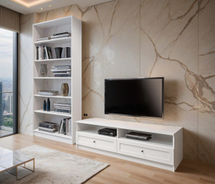 Комплект Твин (стеллаж и тумба ТВ), Белый