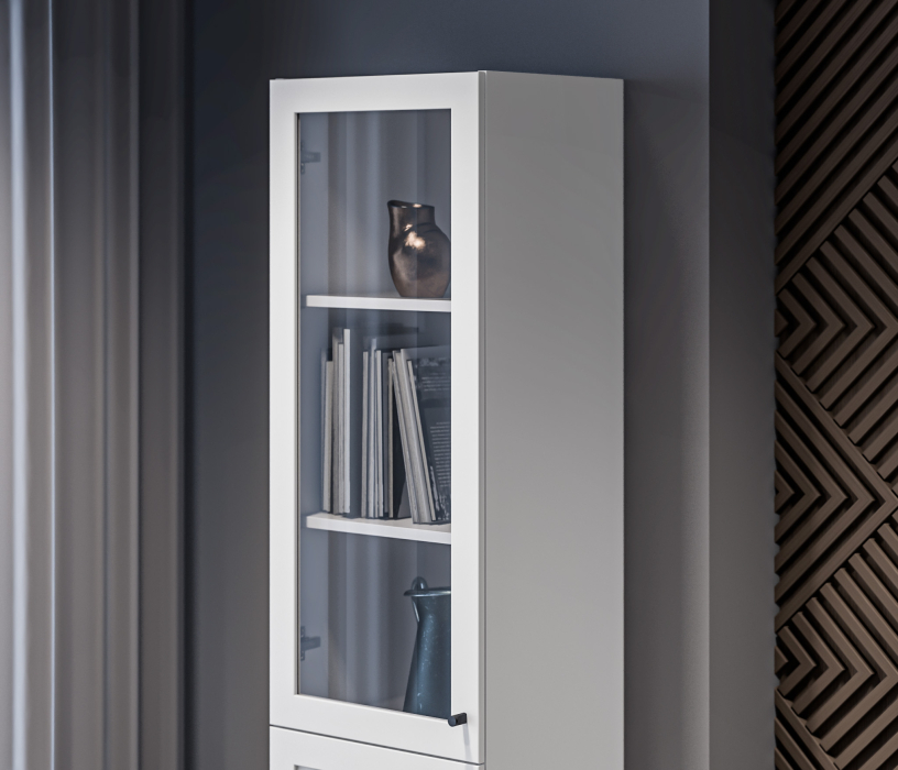 Шкафы пеналы, Пенал Твин СБ-3372 Белый со стеклом