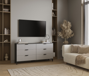 Комод Тренд СБ-3442 6 ящиков Диамант серый/МДФ Джаз серый