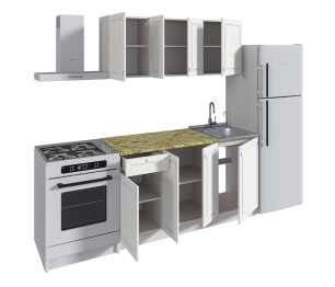 Кухонный гарнитур Катя Авиньон/Ясень Золото/Мрамор золотой АркобаленоR5 1,5 м