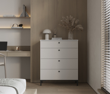 Комоды, Комод Тренд СБ-3444 4 ящика Белый Альпийский/Серый перламутровый