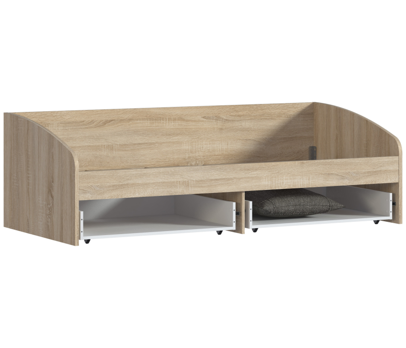 Кровати 90 см, Кровать Мамбо СБ-2372 дуб сонома/белый с матрасом Эко4 90х200