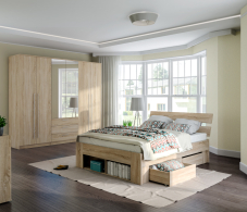 Спальные гарнитуры, Берлин(Николь) Комплект 3 для спальни (кровать+2ящ+шк Николь 6дв)