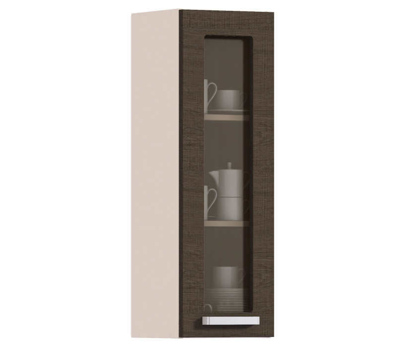 , Полка с витриной Регина 926 Песочный Дуб Сантана Темный  300