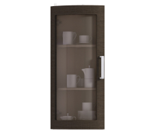 , Полка торцевая с гнутой витриной Регина 926 Песочный Дуб Сантана Темный