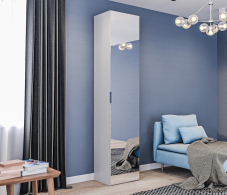 Шкафы пеналы, Шкаф-пенал Милан СБ-3255 Серый с зеркальным фасадом