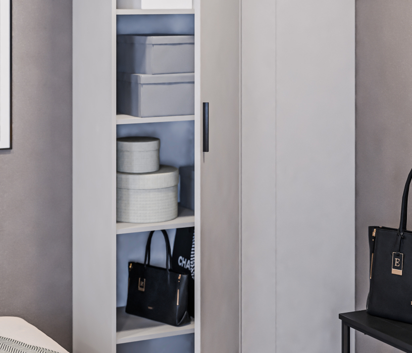 Шкафы распашные, Шкаф приставной Милан СБ-3258 Серый/МДФ Светло серый