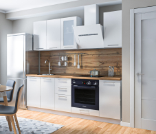 Кухонные гарнитуры, Кухонный гарнитур Регина Белый/Анна МДФ Белый глянец 2,2 м