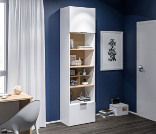 Шкаф-пенал Мальта СБ-3260 Белый,Дуб Гамильтон/МДФ Белый