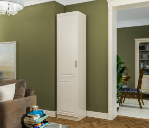 Шкаф-пенал Гранд / Ливерпуль СБ-3515 Дуб Приморский Белый/МДФ Классика Светлый