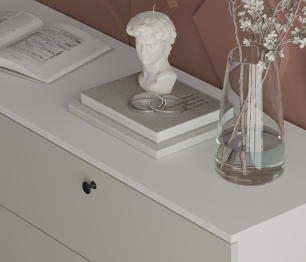 Комод Тренд СБ-3446 3 ящика, 1 дверь Белый Альпийский/Серый перламутровый