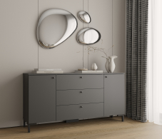 Комоды, Комод Тренд СБ-3443 3 ящика, 2 двери Диамант серый (ручка-кнопка)