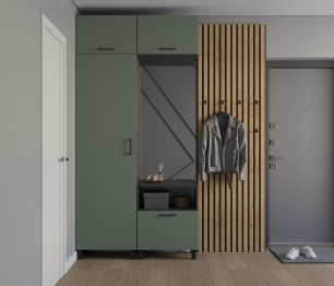 Прихожая Тренд с рейками Диамант серый/Белла Камыш