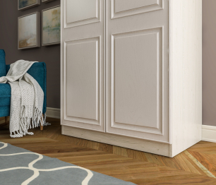 Шкаф 2 дверный Гранд / Ливерпуль СБ-3511 Дуб Приморский Белый/МДФ Классика Светлый