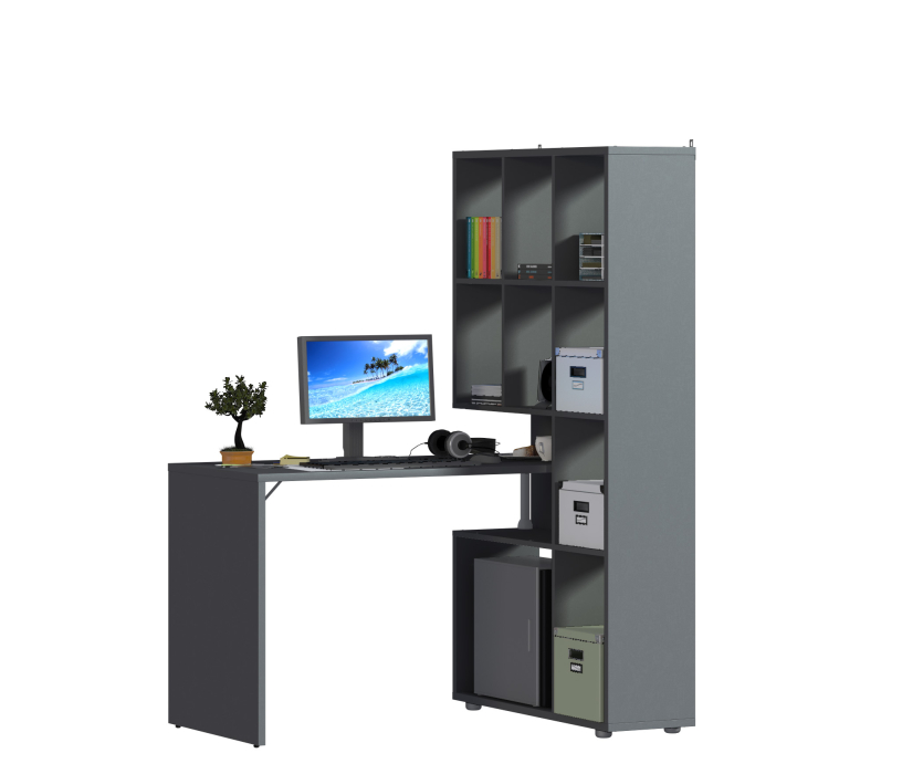 Открытые, Стеллаж со столом Техно СБ-2303.Н Диамант серый