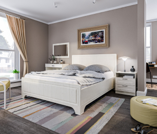 Спальня Гранд / Ливерпуль Дуб Приморский Белый/МДФ Классика Светлый