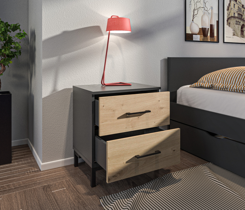 Прикроватные тумбы, Тренд СБ-3459 Тумба Диамант серый/ЛДСП Лофт Дуб дикий